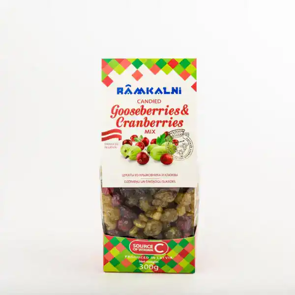 Candied gooseberries and candied cranberries mix