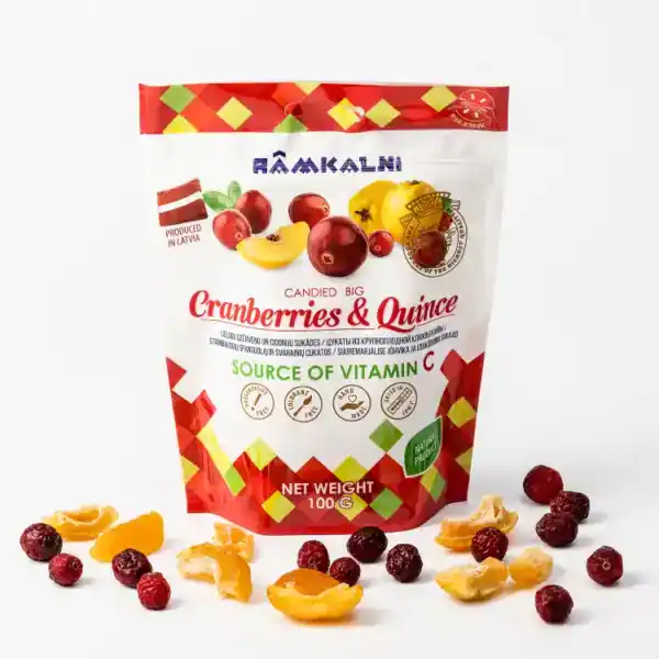 Candied cranberries and candied quince mix