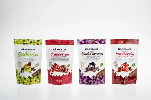 Candied cranberries in milk chocolate